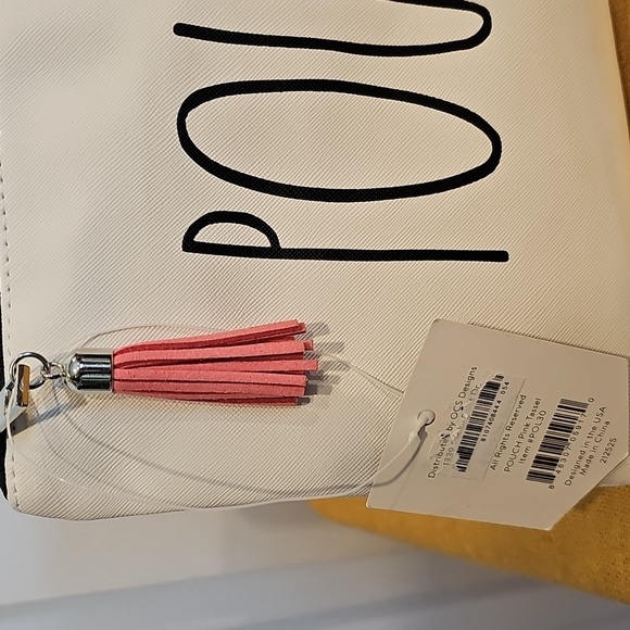 New Rae Dunn POUCH Zippered Pink Tassel Pouch - Picture 2 of 6